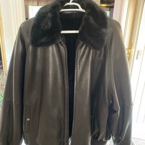 leather jacket reversible removable collar.
